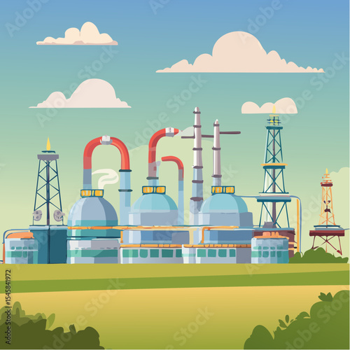 Oil refinery industry under cloudy sky