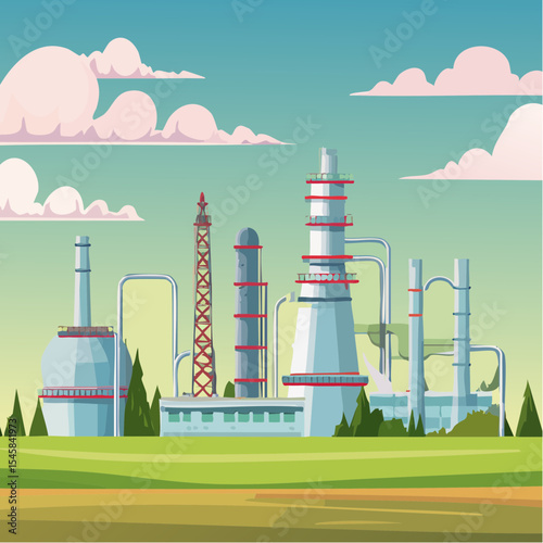 Oil refinery industry under cloudy sky