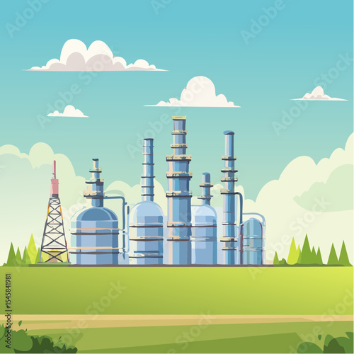 Oil refinery industry under cloudy sky