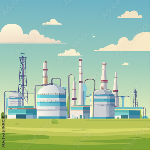 Oil refinery industry under cloudy sky