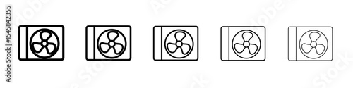 Ventilation icon thin outline logo mark set