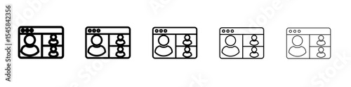 Video chat conference icon thin outline logo mark set