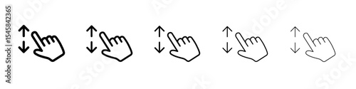 Vertical Swipe Icon thin outline logo mark set