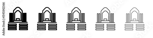 view inside catholic church icon thin outline logo mark set