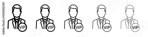 vip person icon thin outline logo mark set