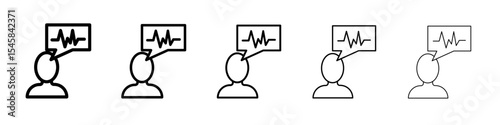 Voice recognition icon thin outline logo mark set