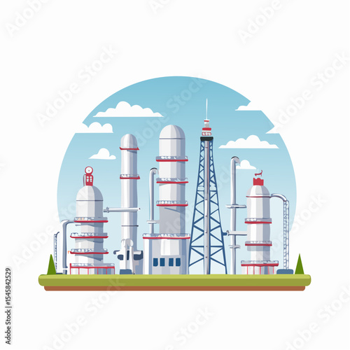 Oil refinery industry under cloudy sky