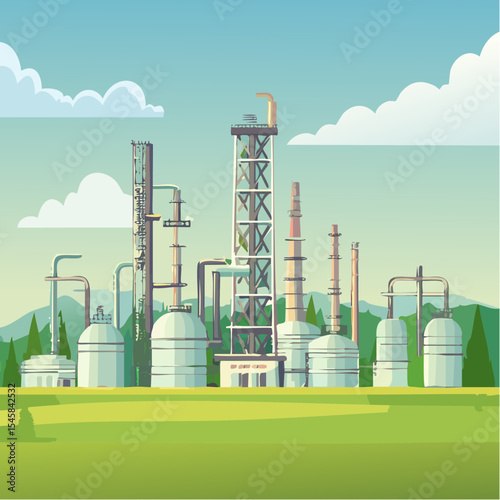 Oil refinery industry under cloudy sky