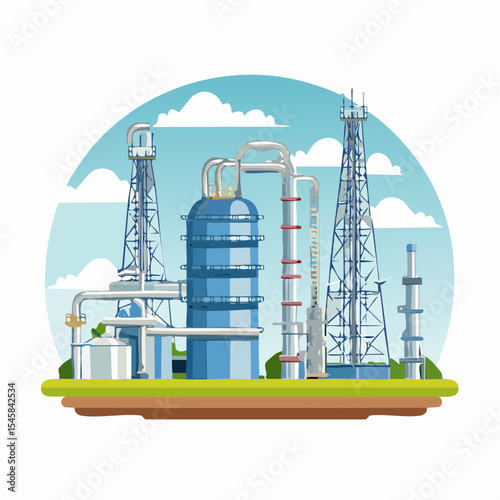 Oil refinery industry under cloudy sky