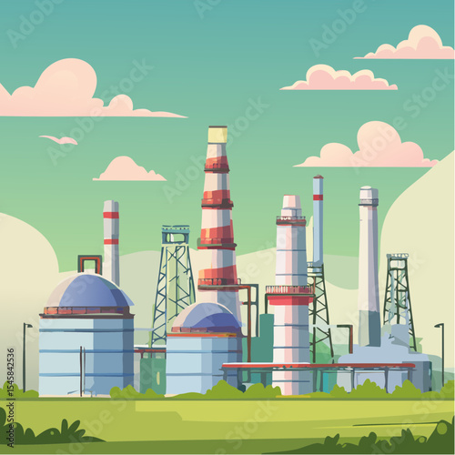 Oil refinery industry under cloudy sky