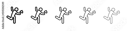 waiter falling icon thin outline logo mark set