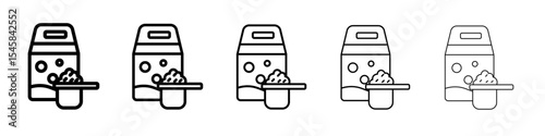 Washing powder icon thin outline logo mark set