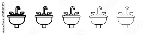 washbasin icon thin outline logo mark set