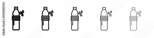 Water bottle icon thin outline logo mark set