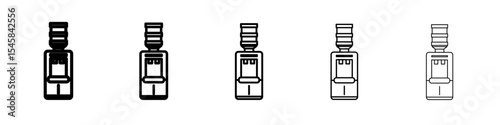 Water dispenser icon thin outline logo mark set
