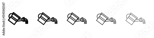 Watering Can icon thin outline logo mark set