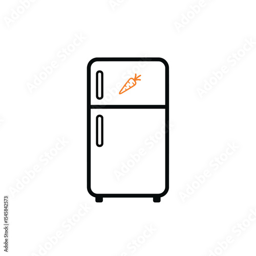 Orange Carrot Icon on Black Outline Refrigerator fridge