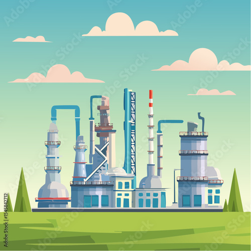 Oil refinery industry under cloudy sky