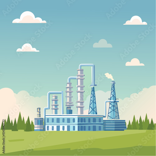 Oil refinery industry under cloudy sky