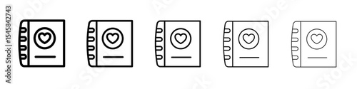 wedding album icon thin outline logo mark set