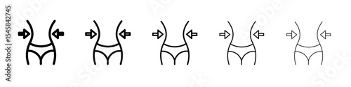Weight loss icon thin outline logo mark set