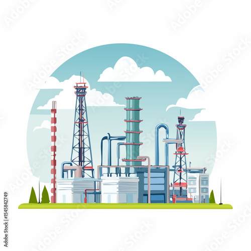 Oil refinery industry under cloudy sky