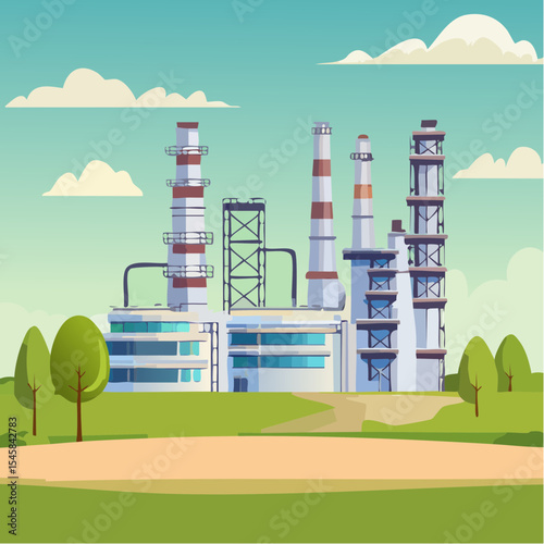 Oil refinery industry under cloudy sky