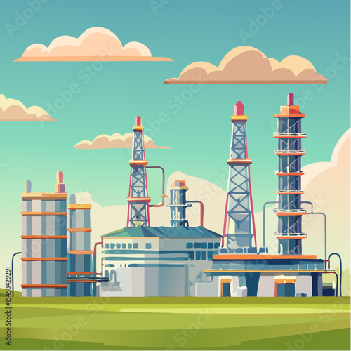 Oil refinery industry under cloudy sky