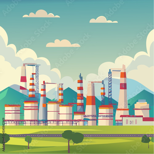 Oil refinery industry under cloudy sky