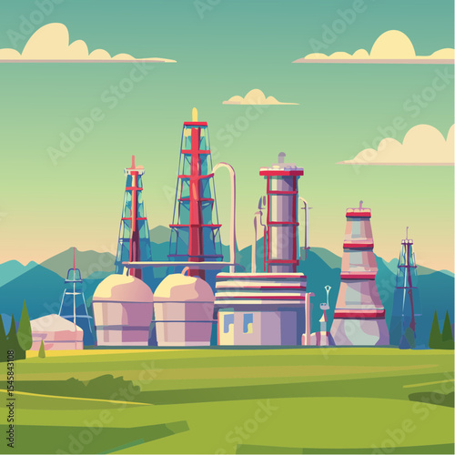 Oil refinery industry under cloudy sky