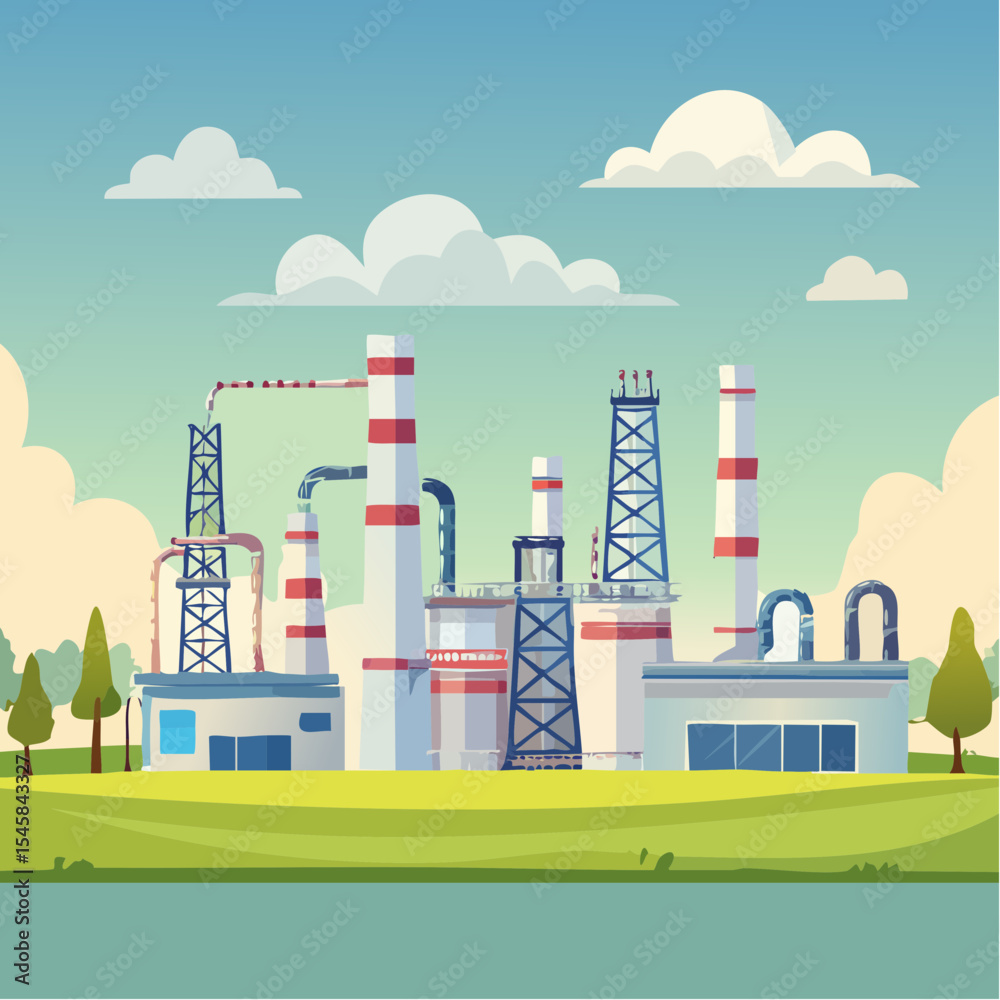 Fototapeta premium Oil refinery industry under cloudy sky
