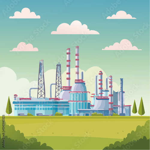 Oil refinery industry under cloudy sky