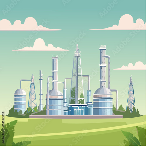 Oil refinery industry under cloudy sky