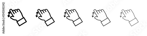 Zoom Gesture icon thin outline logo mark set