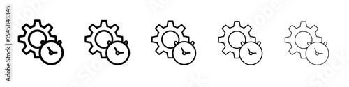 work Efficiency icon thin outline logo mark set