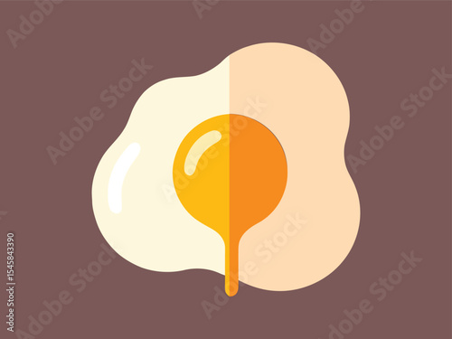 Simple Flat Fried Egg Breakfast Icon for Culinary Illustration