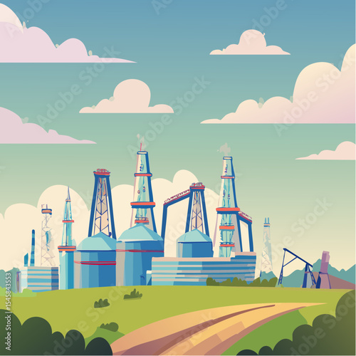 Oil refinery industry under cloudy sky