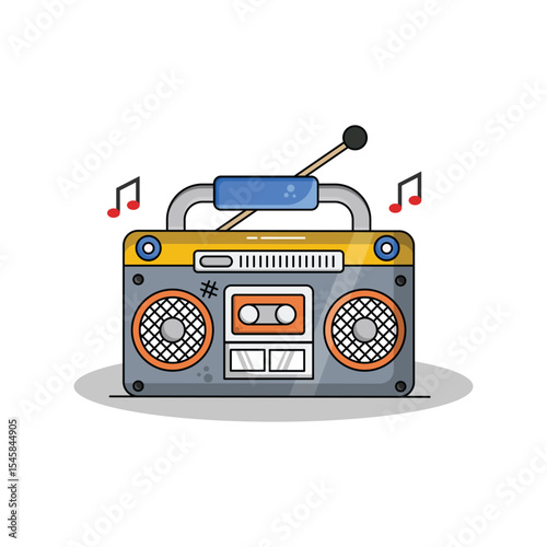 radio icon color line with white background vector stock illustration