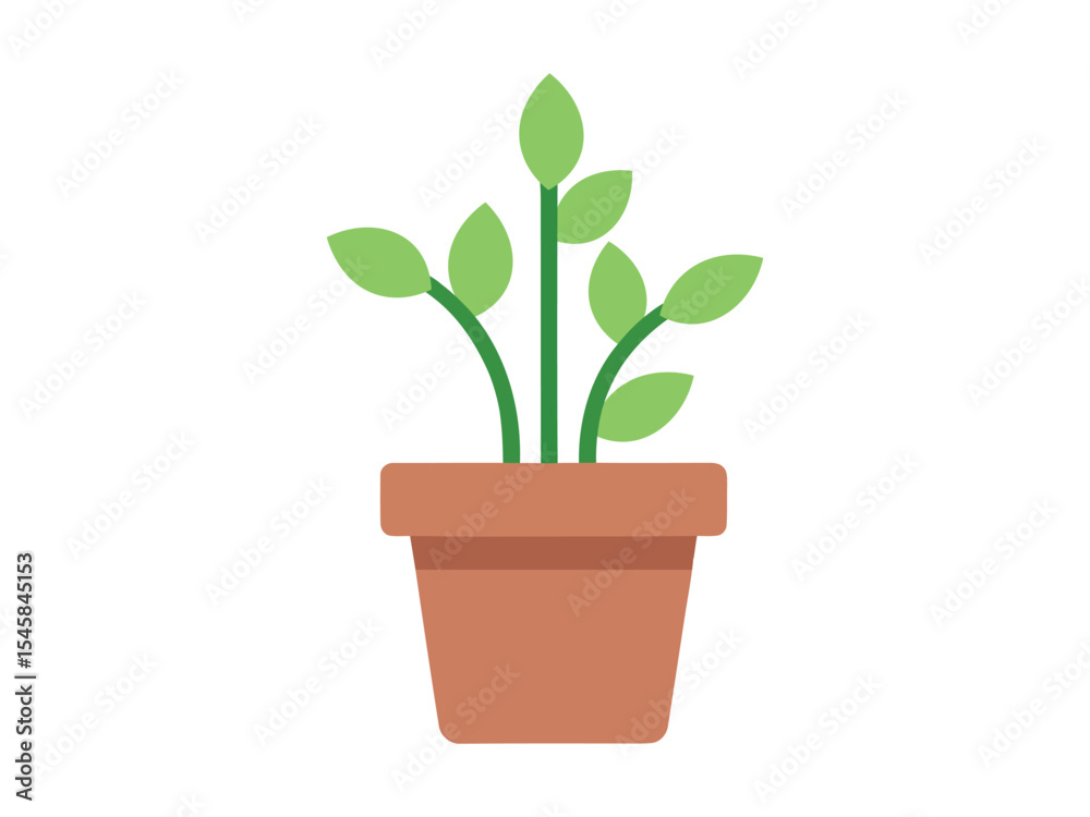 Fototapeta premium Flat Style Young Plant in the Pot Gardening Minimalist Icon