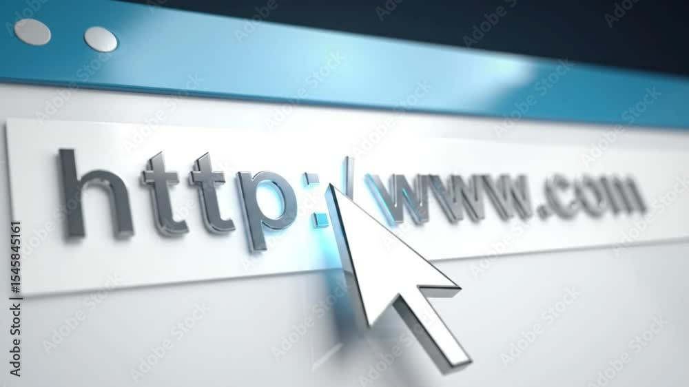 Computer cursor hovering over a generic website address, suitable for web design, digital marketing, technology concepts in advertising materials.