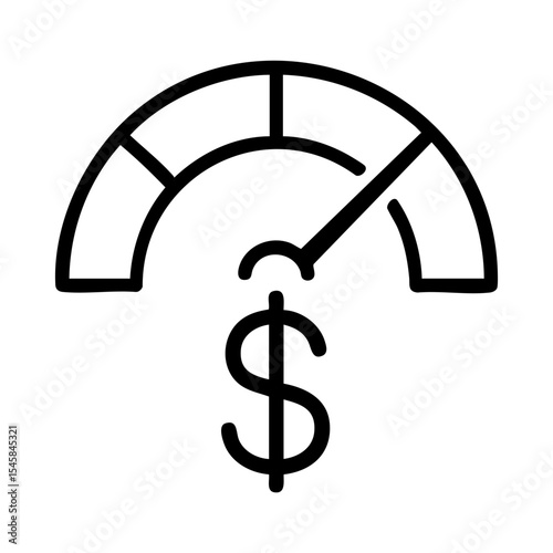 Finance speedometer icon showing dollar sign and gauge for financial performance or revenue tracking