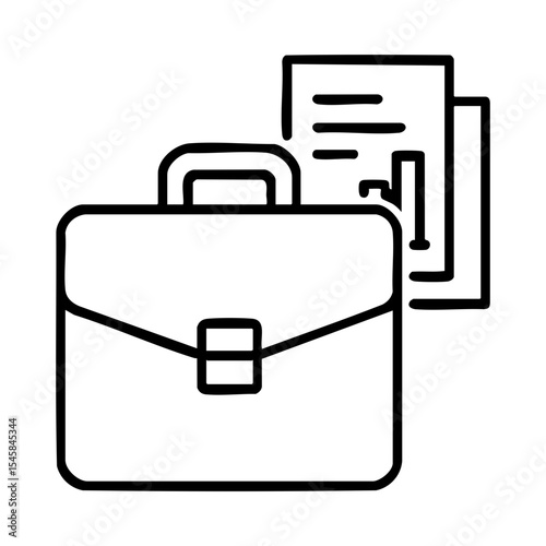 Briefcase with business documents icon representing work, career, and office responsibilities