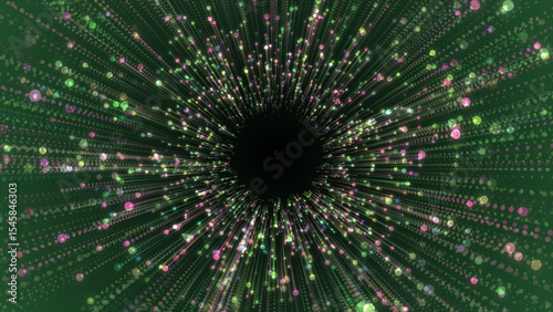 Colorful glitter particles tunnel futuristic 3d background
