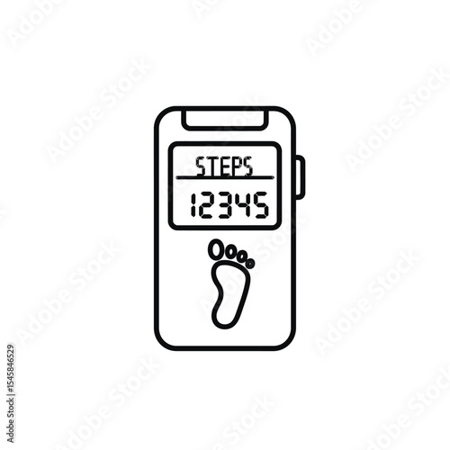 Pedometer Icon Black Outline Blue Steps Count 12345