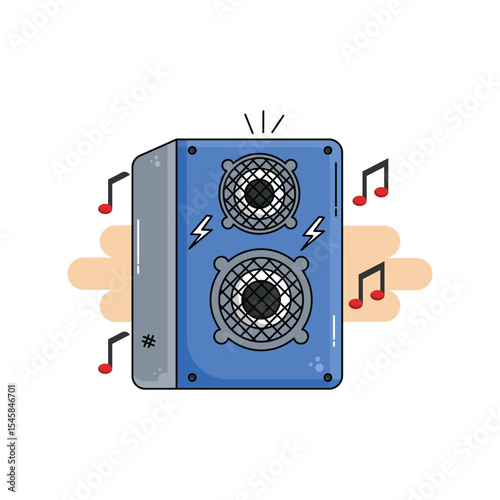 speaker color line with white background vector stock illustration