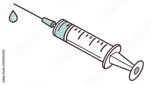 Syringe with liquid droplet