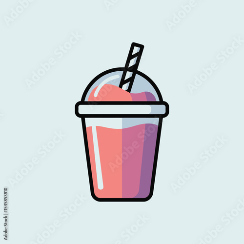Pink and Purple Smoothie in Plastic Cup with Straw