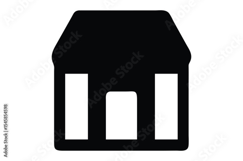 Minimalist black and white house icon symbolizing real estate property and residential housing