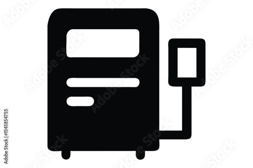 Simple black icon illustrating a gas pump for fuel or refueling station signage