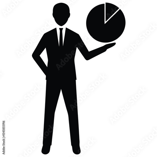 Silhouette of analyst with pie chart showing data insights